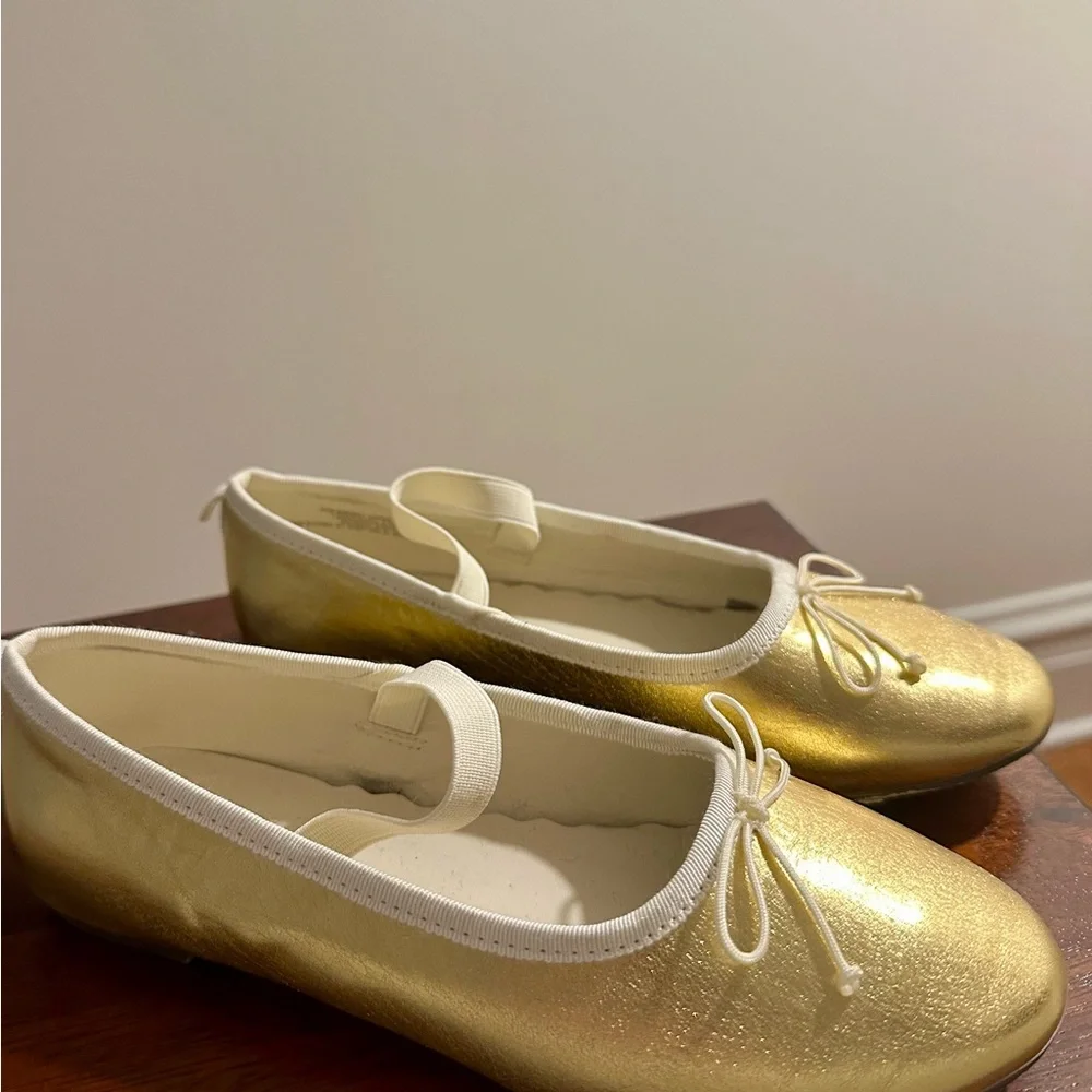 2 for $20! Crewcuts Gold Ballet Flats with Ribbon Trim